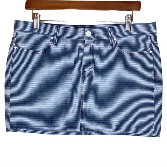 MOTHER railroad Jean Skirt SNS On the Road Striped 27 - Picture 3 of 16